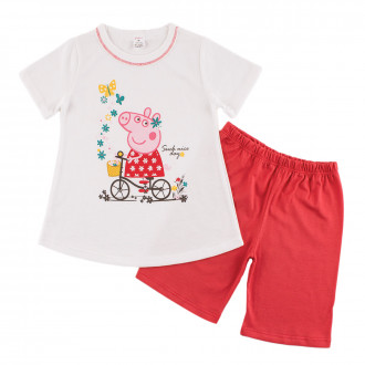 Детска лятна пижама за момичета в бяло и диня