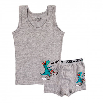 Комплект бельо в сив меланж за момчета