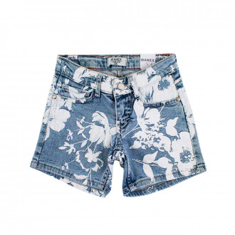 Къси дънкови панталонки с цветчета