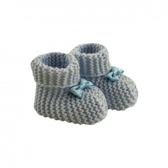 Бебешки плетени терлички в синьо
