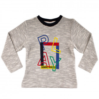 Плетена блуза в светлосив меланж за момчета 