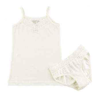 Комплект бельо в екрю с дантелка за момичета