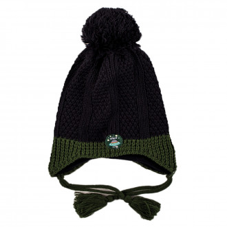Зимна шапка с полар за момчета в цвят индиго и зелено