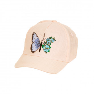 Лятна шапка за момичета с 3D ефект в цвят праскова