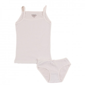 Комплект бельо от едър памучен рипс  в бяло