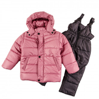Детско зимно яке и гащеризон в наситено розово и графит