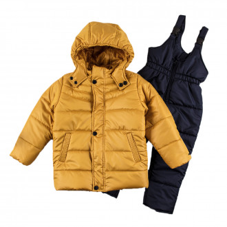 Детско зимно яке и гащеризон в тъмносиньо и горчица