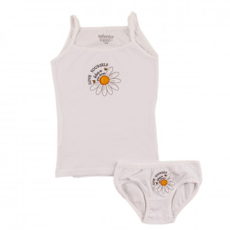 Комплект бельо за момичета"Love yourself" в бяло