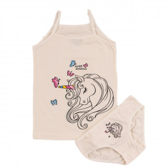 Комплект бельо за момичета "Sweet dreams"в екрю