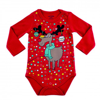 Коледно боди "Празнуващо еленче" (3 мес. - 2 год.)