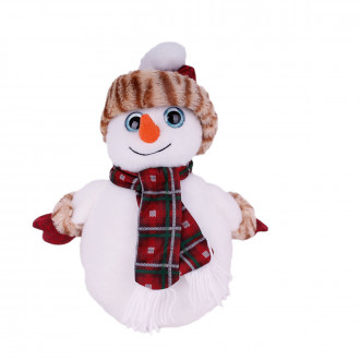 Коледен снежен човек с шапка и шалче 25 см.