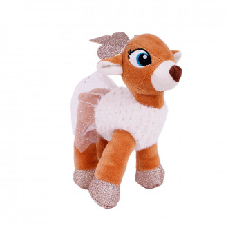 Плюшено Коледно еленче в бяло и оранжево 22 см.