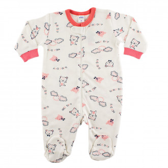 Гащеризон от памучен интерлог с цип отпред (0 - 18 мес.)