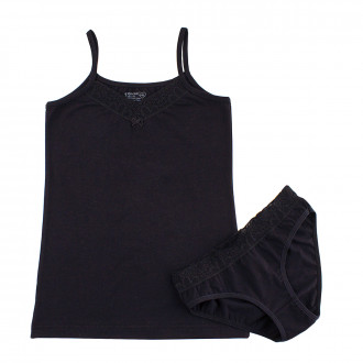 Комплект бельо в черно с дантелка за момичета