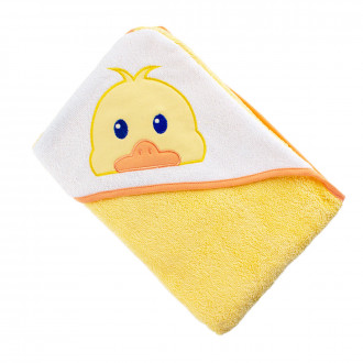 Бебешка хавлийка с качулка в жълто и бяло 90x90 см