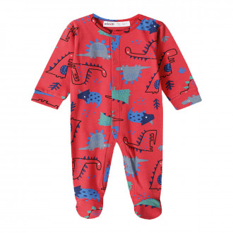 Бебешки памучен гащеризон "Dino" в цвят диня