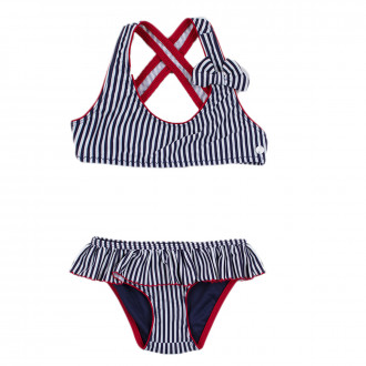 Детски бански от 2 части за момичета в синьо райе