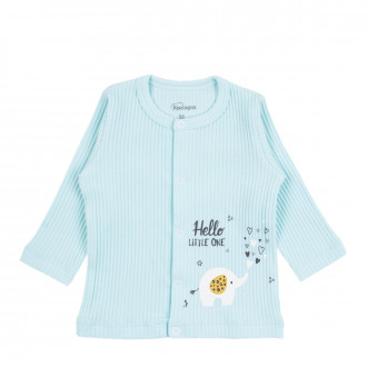 Бебешка жилетка от памучен рипс  "Hello" в светлосиньо
