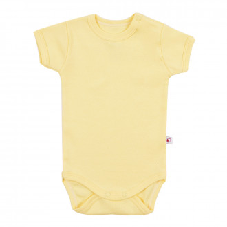 Боди от памучен рипс с къс ръкав в жълто