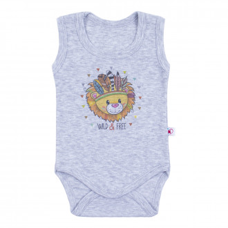 Боди-потник от памучен рипс "Lion"