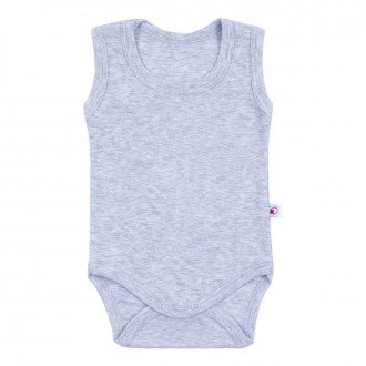 Боди-потник от памучен рипс в сив меланж