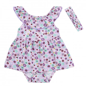 Боди-рокля с лента за глава в лилаво