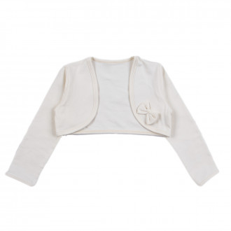 Памучно болеро с панделка в цвят крем