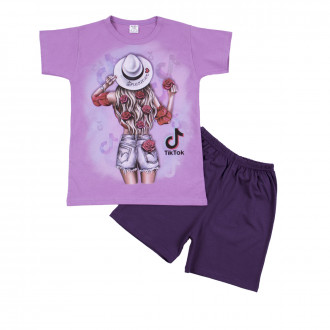 Детска лятна пижама в лилаво