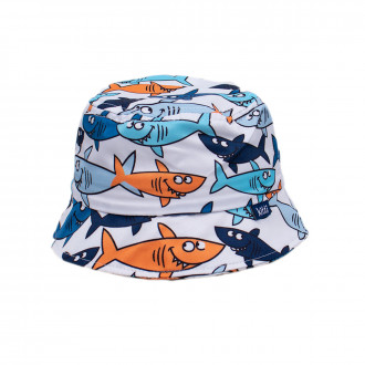 Детска лятна шапка за момчета "Shark" в бяло