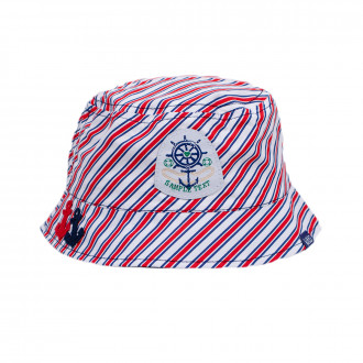 Детска лятна шапка "Малкото моряче" в червено райе