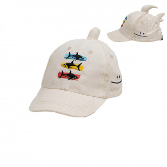 Детска лятна шапка за момчета "Shark" в бежово