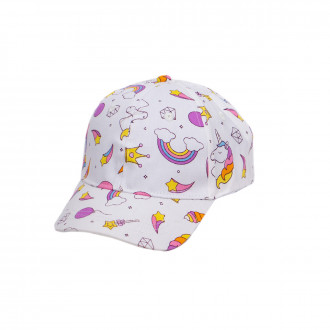 Детска лятна шапка с принтиран десен в бяло