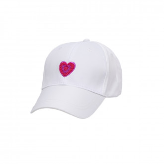 Детска лятна шапка със сърце в бяло