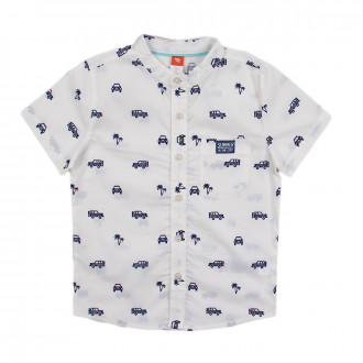 Памучна риза с къс ръкав в екрю