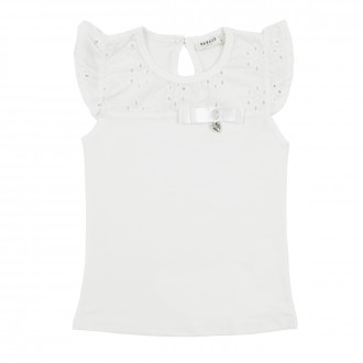 Лятна блузка с къдрички и бродерия в цвят екрю