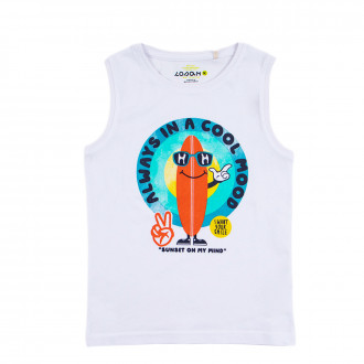 Детски памучен потник в бяло "Cool moon "