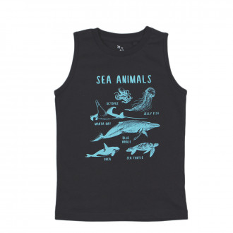 Детски памучен потник в черно