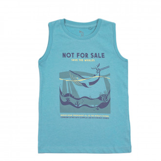 Детски памучен потник в синьо "Not sale"