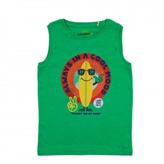 Детски памучен потник в зелено