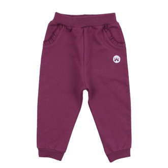 Бебешко плътно долнище с къдрички в цвят вишна