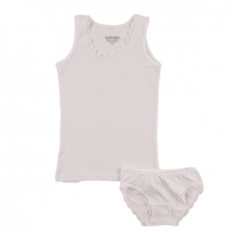 Комплект бельо с дантела  за момичета в бяло