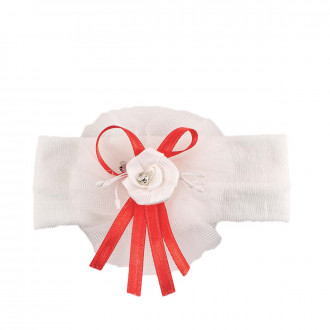 Бебешка лента за глава с червена панделка