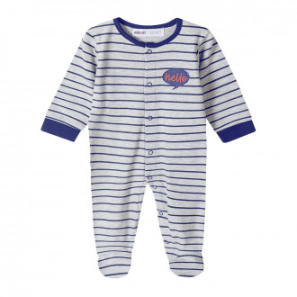 Бебешки памучен гащеризон в сиво райе