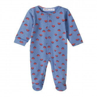 Бебешки памучен гащеризон "Dino" в пастелно синьо