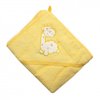 Бебешка хавлийка с качулка в жълто 90/90 см