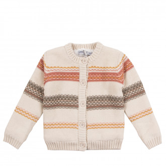 Плетена жилетка с пухена подплата в цвят шампанско