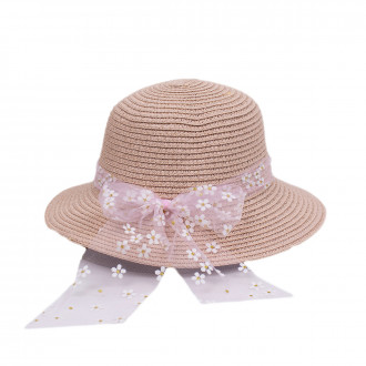 Детска лятна капела в опушено розов цвят