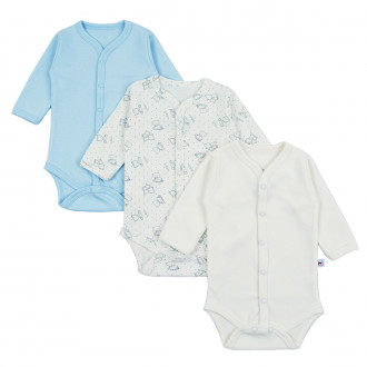 Комплект бодита с предно закопчаване за момчета