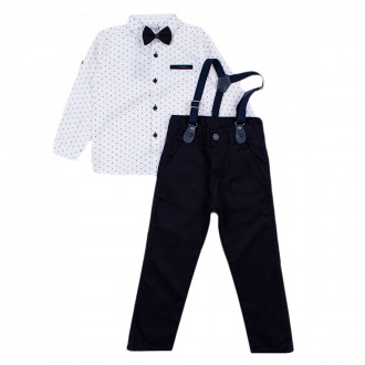 Официален комплект с тиранти в бяло