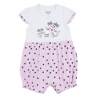 Летен гащеризон с точки в бяло и розово